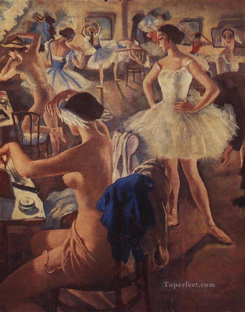 En el vestuario ballet El lago de los cisnes 1924 bailarina bailarina rusa Pintura al óleo